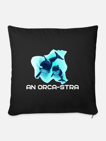 Orca Baby und Mutter Meerestiere Wale - Sofakissenbezug 45 x 45 cm - Schwarz