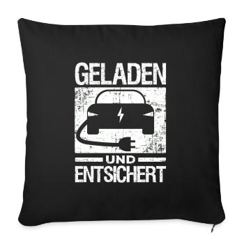 Elektroauto E-Auto Elektroantrieb elektrisch - Sofakissenbezug 45 x 45 cm - Schwarz - Vorne
