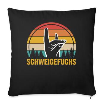 Schweigefuchs Lehrer Retro Geschenkidee - Sofakissenbezug 45 x 45 cm - Schwarz - Vorne