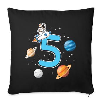 Birthday 5 years astronaut rocket 5th birthday boy - Sofakissenbezug 45 x 45 cm - Schwarz - Vorne