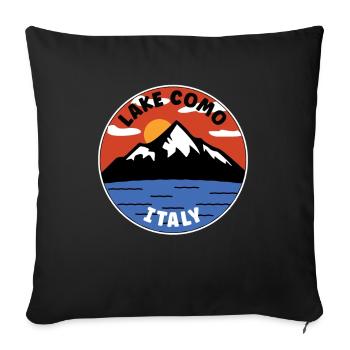 | du lac de Côme Italie | Lac et montagne - Housse de coussin décorative 45 x 45 cm - noir - Devant