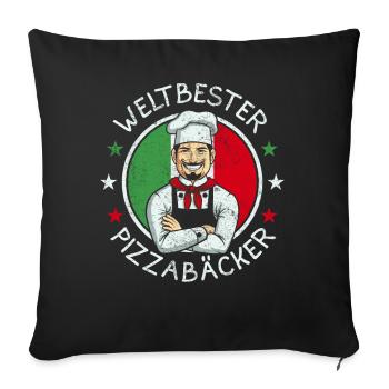 Weltbester Pizzabäcker Retro Vintage Geschenk - Sofakissenbezug 45 x 45 cm - Schwarz - Vorne