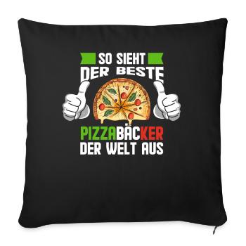 Weltbester Pizzabäcker Geschenkidee - Sofakissenbezug 45 x 45 cm - Schwarz - Vorne