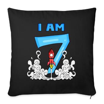 7th Birthday - Astronaut Boys Children's Birthday - Sofa pillowcase 17,3'' x 17,3'' (45 x 45 cm) - black - Front