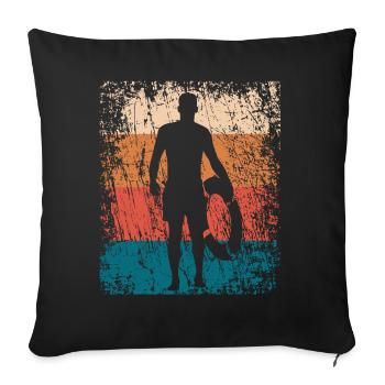 Maître nageur sauveteur retro cadeau - Housse de coussin décorative 45 x 45 cm - noir - Devant