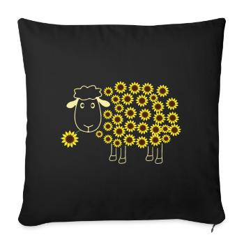 Cute Sheep With Flower Wool Sunflower - Sofakissenbezug 45 x 45 cm - Schwarz - Vorne