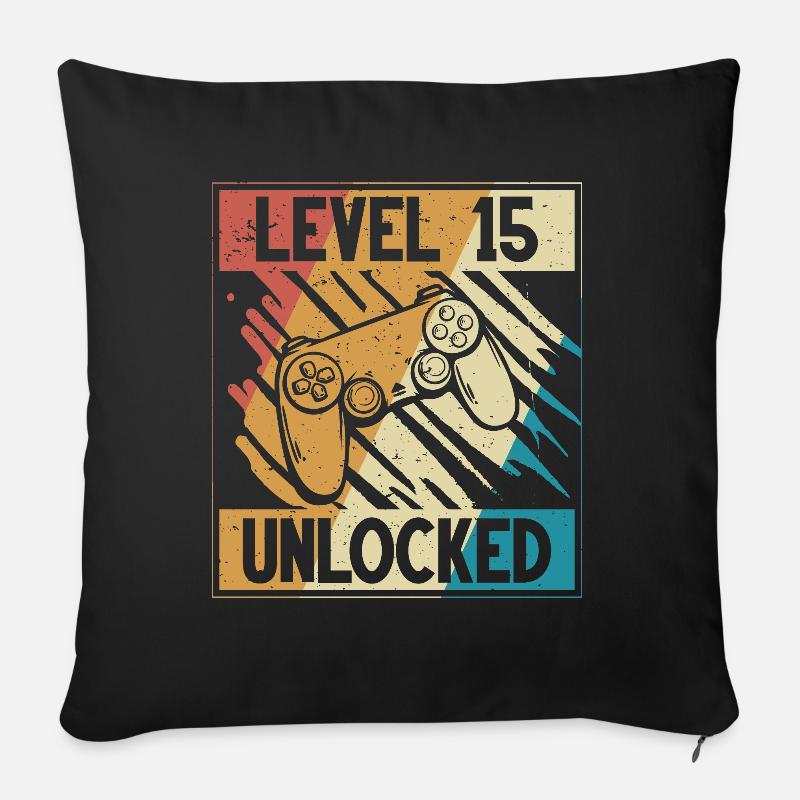 15. Geburtstag Gamer 15 Jahre - Sofakissenbezug 45 x 45 cm - Schwarz
