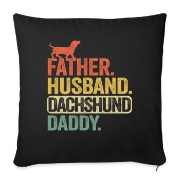 Père Mari Teckel Papa Teckel Teckel - Housse de coussin décorative 45 x 45 cm - noir - Devant