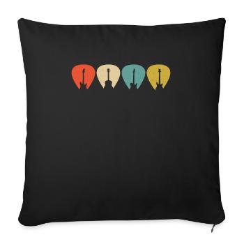 Guitar plectrum for guitarists guitarist retro - Sofa pillowcase 17,3'' x 17,3'' (45 x 45 cm) - black - Front