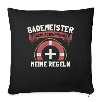 Bademeister Hallenbad Schwimmbad Freibad Geschenk - Sofakissenbezug 45 x 45 cm - Schwarz - Vorne