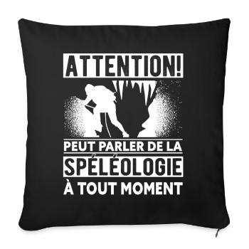 Spéléologie Humour Spéléologue - Housse de coussin décorative 45 x 45 cm - noir - Devant