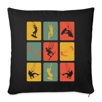 Retro Kite Surfer Kitsurfing Kiter Water Sports - Sofa pillowcase 17,3'' x 17,3'' (45 x 45 cm) - black - Front