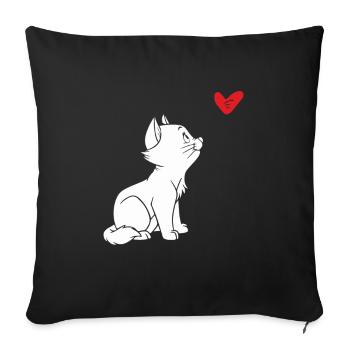Cat Heart Cute Cat Cat Lover - Sofa pillowcase 17,3'' x 17,3'' (45 x 45 cm) - black - Front