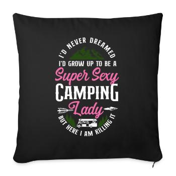 Super Sexy Camping Lady Motorhome - Housse de coussin décorative 45 x 45 cm - noir - Devant