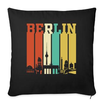 Berlin Berliner Retro Geschenk - Sofakissenbezug 45 x 45 cm - Schwarz - Vorne