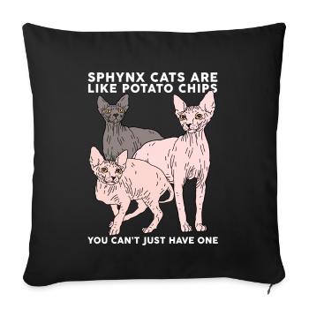 Sphynx Katzen Sphinx | Katzenbesitzer Geschenk - Sofakissenbezug 45 x 45 cm - Schwarz - Vorne