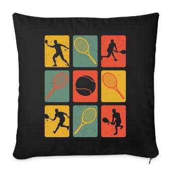 Rétro tennis joueur de tennis vintage joueur de tennis - Housse de coussin décorative 45 x 45 cm - noir - Devant