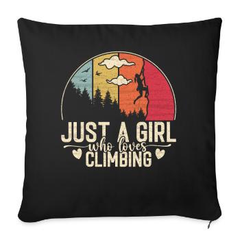 Juste une fille qui aime grimper - grimpeur montagne - Housse de coussin décorative 45 x 45 cm - noir - Devant