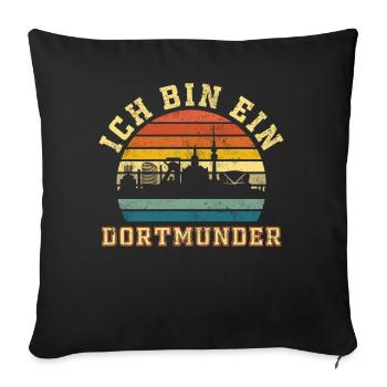Dortmund - Ich bin ein Dortmunder Retro Style - Sofakissenbezug 45 x 45 cm - Schwarz - Vorne