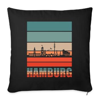 Hamburg HH Hansestadt Hamburger Geschenk - Sofakissenbezug 45 x 45 cm - Schwarz - Vorne