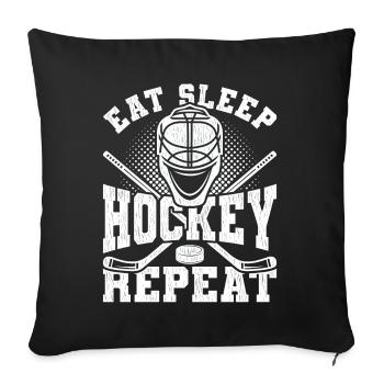 Eat Sleep Hockey Repeat - Sofa pillowcase 17,3'' x 17,3'' (45 x 45 cm) - black - Front