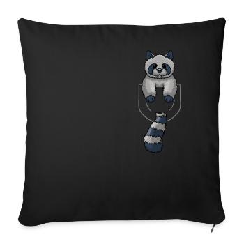 Raccoon In Pocket Front Pocket Raccon Chest Pocket - Sofa pillowcase 17,3'' x 17,3'' (45 x 45 cm) - black - Front