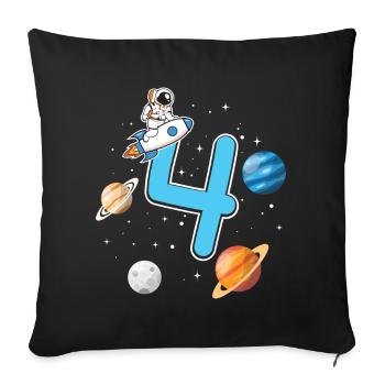 Birthday 4 years astronaut rocket 4th birthday - Sofa pillowcase 17,3'' x 17,3'' (45 x 45 cm) - black - Front