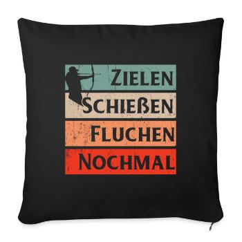 Bogenschießen Geschenk Zielscheibe Langbogen Pfeil - Sofakissenbezug 45 x 45 cm - Schwarz - Vorne
