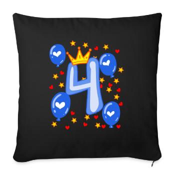 4ème anniversaire jeunes ballons de couronne étoiles - Housse de coussin décorative 45 x 45 cm - noir - Devant