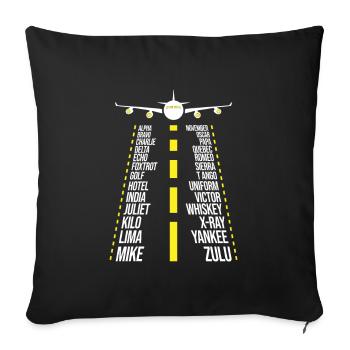 Pilot Airplane Alphabet - Phonetic Alphabet - Sofa pillowcase 17,3'' x 17,3'' (45 x 45 cm) - black - Front