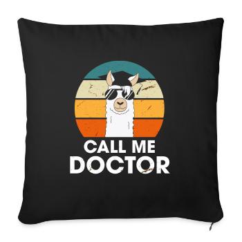 Call Me Doctor Lama Alpaka Docteur Ph.D Études - Housse de coussin décorative 45 x 45 cm - noir - Devant