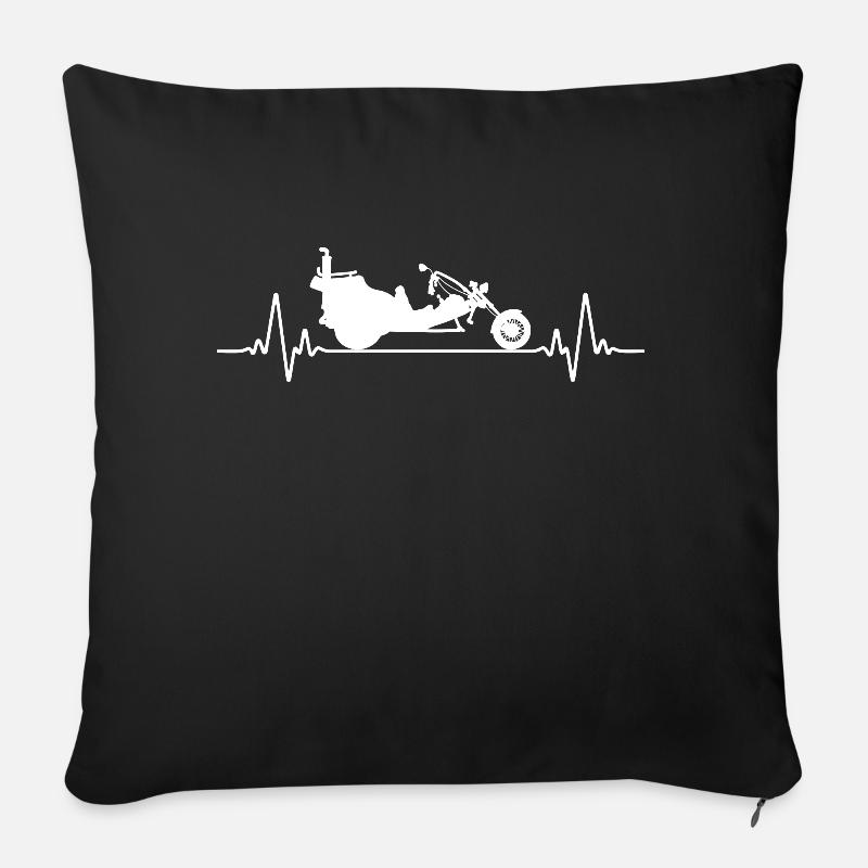 Trike coureur battement de coeur Trikes Triker Triker triker - Housse de coussin décorative 45 x 45 cm - noir