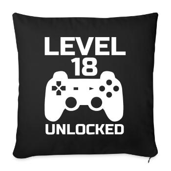 Level 18 Unlocked Gamer 18 Years Birthday - Sofa pillowcase 17,3'' x 17,3'' (45 x 45 cm) - black - Front