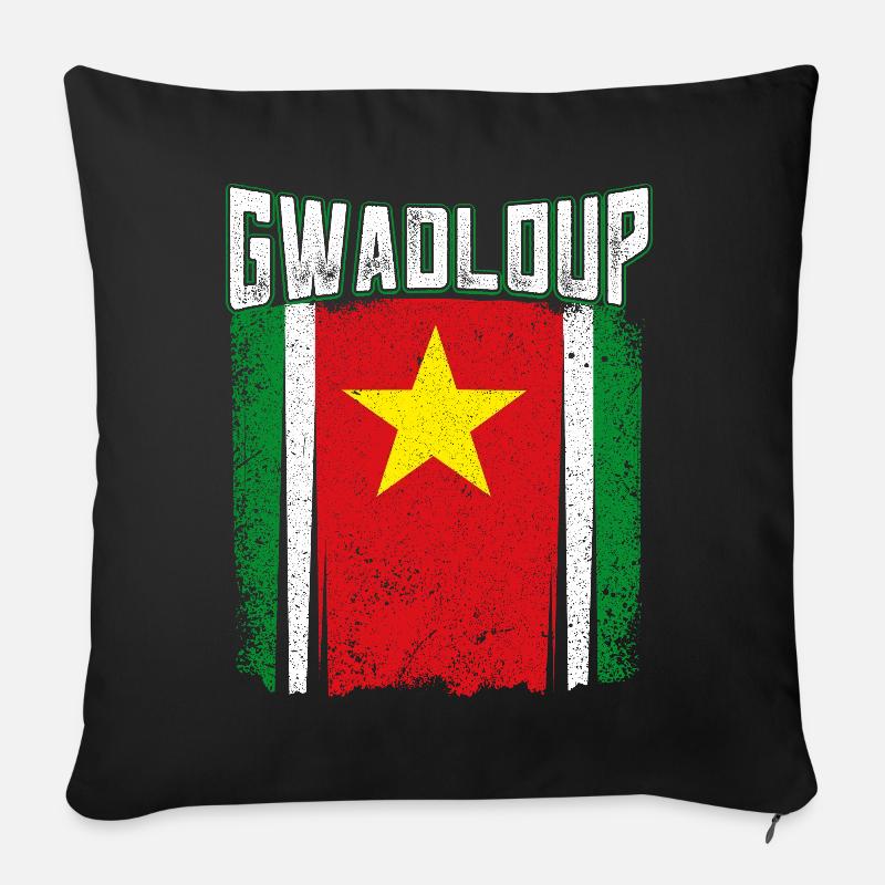 Guadeloupe Drapeau - Housse de coussin décorative 45 x 45 cm - noir
