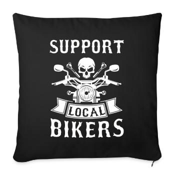 Moto Tshirt Biker Kutte Moped Bobber MC Racer - Housse de coussin décorative 45 x 45 cm - noir - Devant