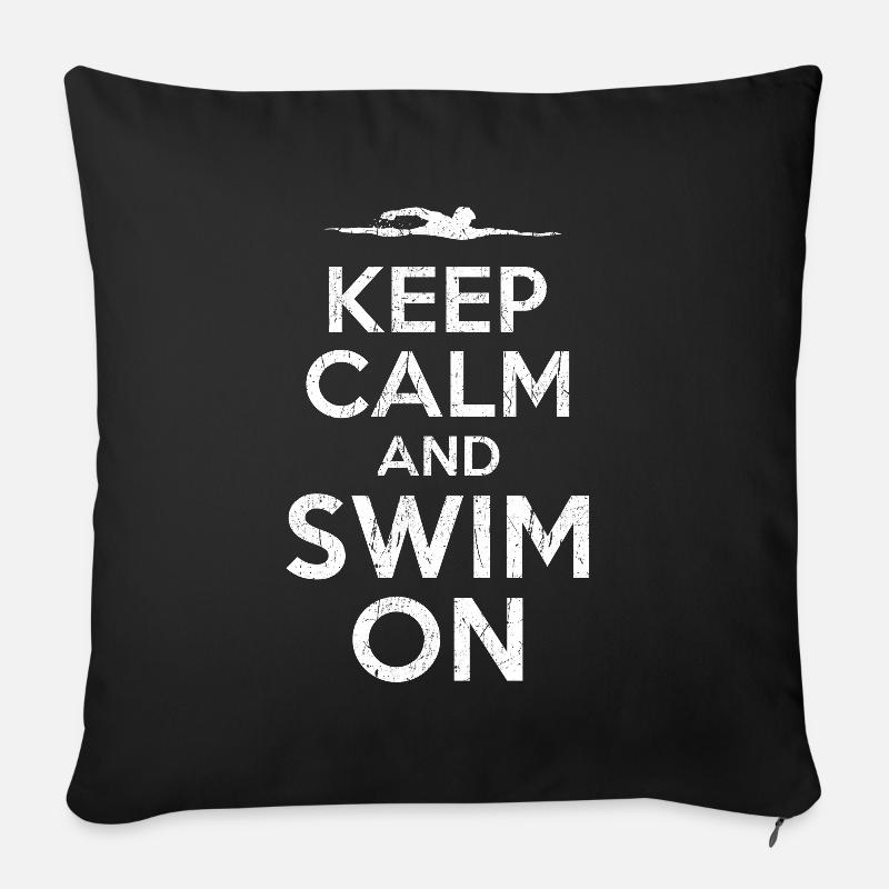 Keep Calm Swim - Sofakissenbezug 45 x 45 cm - Schwarz