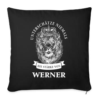 Werner Geschenk Name Löwe - Sofakissenbezug 45 x 45 cm - Schwarz - Vorne