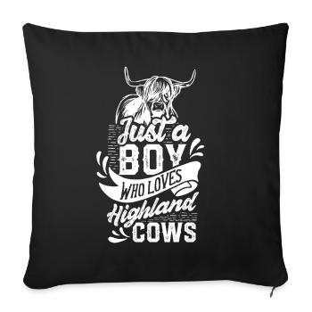 Un garçon Le boeuf des hautes terres Aime le boeuf des hautes terres - Housse de coussin décorative 45 x 45 cm - noir - Devant