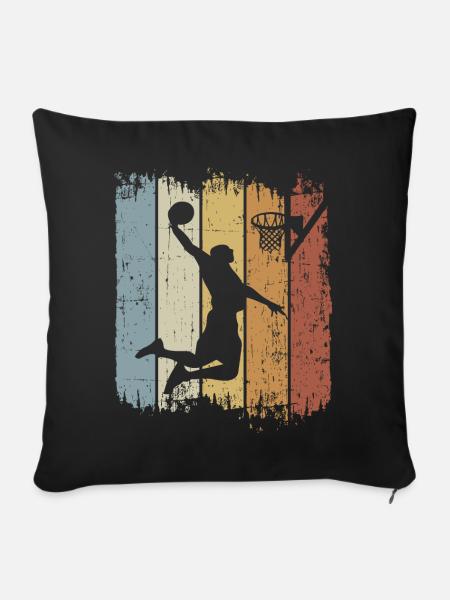 Retro Vintage Basketball für Basketballspieler - Sofakissenbezug 45 x 45 cm - Schwarz