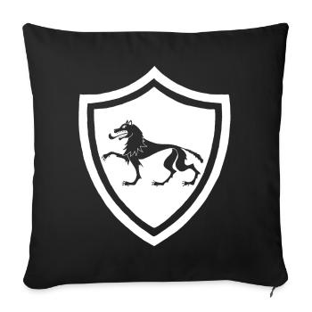 Symbole du loup blanc médiéval - Housse de coussin décorative 45 x 45 cm - noir - Devant