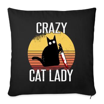 Crazy Cat Lady - Sofa pillowcase 17,3'' x 17,3'' (45 x 45 cm) - black - Front