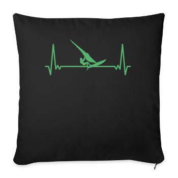 Windsurfen EKG Windsurfing Herzschlag Windsurfer - Sofakissenbezug 45 x 45 cm - Schwarz - Vorne