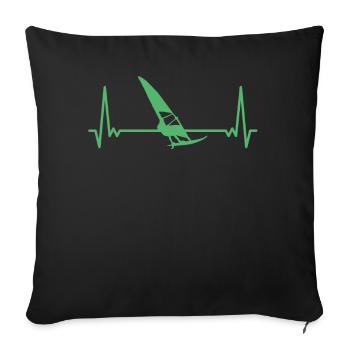 Windsurfer EKG Herzschlag Windsurfen Windsurfing - Sofakissenbezug 45 x 45 cm - Schwarz - Vorne