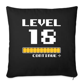 18ème anniversaire - niveau 18 - 18 ans drôle - Housse de coussin décorative 45 x 45 cm - noir - Devant