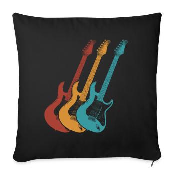 Vintage Electric Guitar Guitarist - Housse de coussin décorative 45 x 45 cm - noir - Devant