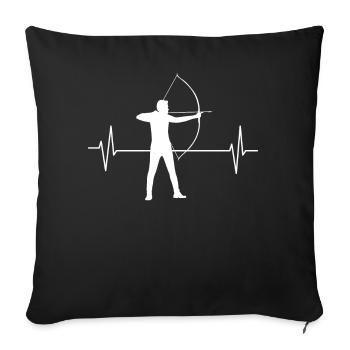 Tir à l’arc Arc archer battement de coeur ligne - Housse de coussin décorative 45 x 45 cm - noir - Devant