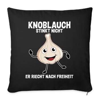 Knoblauch Knobi Knoblauchzehen Garlic - Sofakissenbezug 45 x 45 cm - Schwarz - Vorne