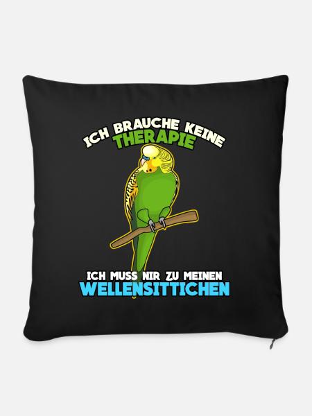 Wellensittiche Wellensittich - Sofakissenbezug 45 x 45 cm - Schwarz