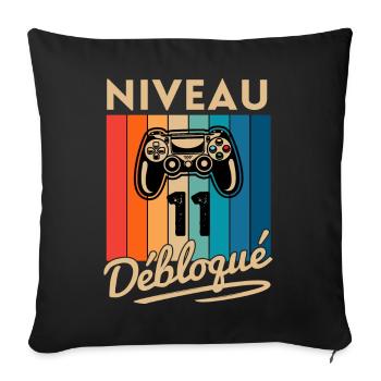 Cadeau Garçon 11 ans Anniversaire Gamer Niveau 11 - Housse de coussin décorative 45 x 45 cm - noir - Devant