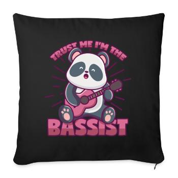 Panda Bass rengaine pour les bassistes et les bassistes - Housse de coussin décorative 45 x 45 cm - noir - Devant